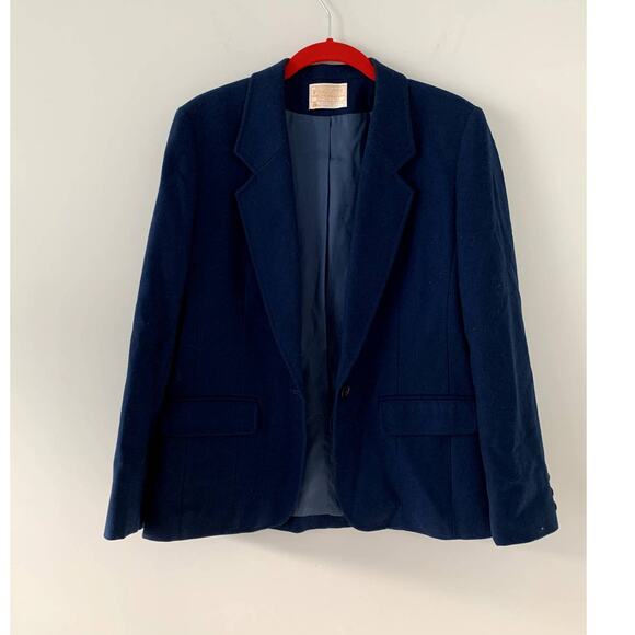 Vintage Pendleton made in USA 100% Wool Navy Blazer Size 3 - Picture 1 of 7